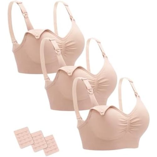 Stelle Nursing Bras Maternity Bra for Breastfeeding Pregnancy Wireless Bralette with Pads, Extenders & Clips