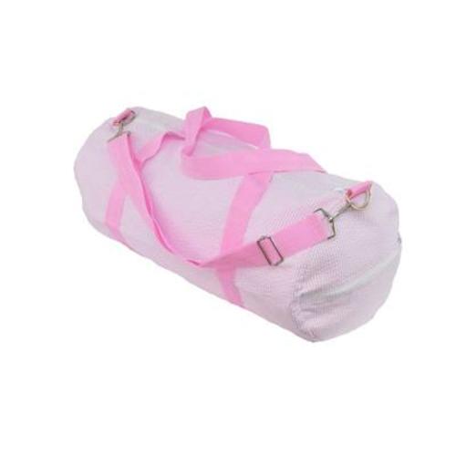 Personalized Pink Seersucker Weekend Duffle