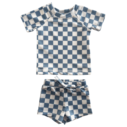 Blueberry Muffin Checkerboard / Cove Rashguard Set / UPF 50+
