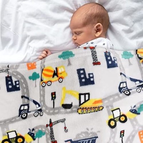 Truck Blanket for Babies, Kids Throw Blanket for Boys and Girls Soft Cozy Flannel, Cute Truck Blanket for Sofa Couch Bed, Soft Plush Warm Receiving for Newborns, 30x40 Inch