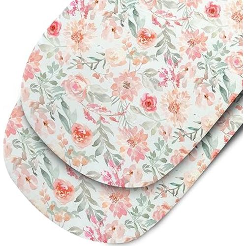 Pack of 2 Bassinet Sheets for Baby Girl, Ultra-Soft Fitted Universal Sheet for Oval, Rectangle & Hourglass Types of Bassinet Mattress Sheet pad by Max&So