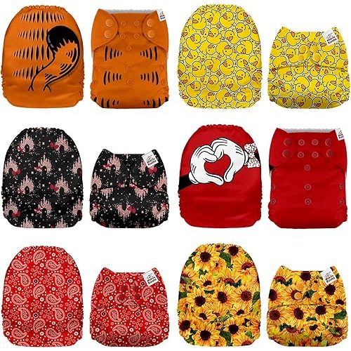 Mama Koala 1.0 Cloth Diapers for Babies, 6 Pack Pocket Shell Only (NO Inserts) - One Size Washable and Reusable Pocket Diapers for Newborns and Toddlers - 160082
