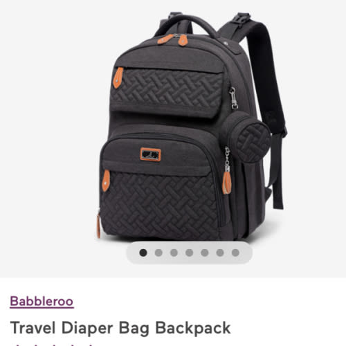 BabbleRoo Diaper Bag Backpack, Travel Backpack with Changing Pad, Pacifier Case & Stroller Straps, Multifunction, Waterproof, Unisex – Black