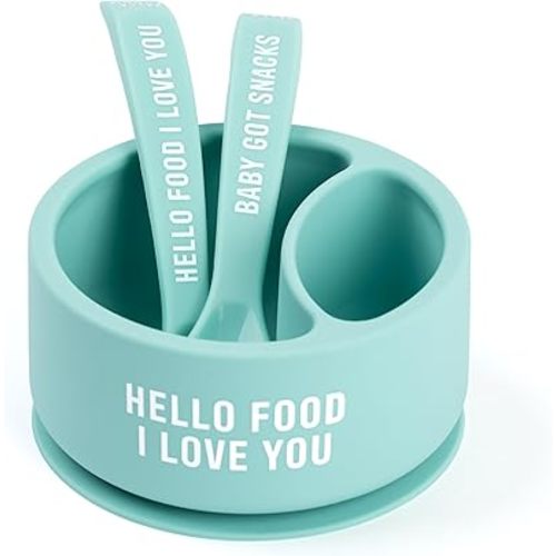 Bella Tunno Bowl and Spoon Baby Feeding Set Suction Bowl and Toddler Spoon, Baby Led Weaning Set with Non-Toxic, BPA Free Silicone