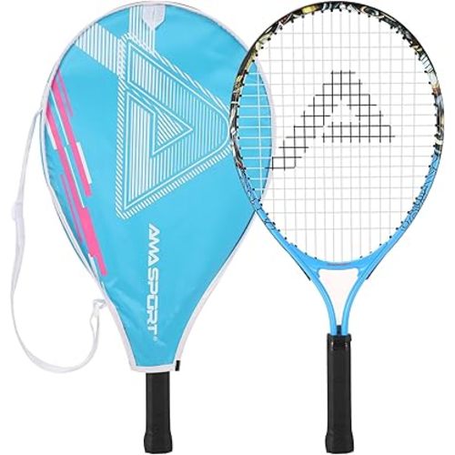 Kids Tennis Racket for Boys & Girls Aged 2-12 - Multi-Color & Style Youth Tennis Racket for Beginner, Includes 420D Nylon Shoulder Strap Bag