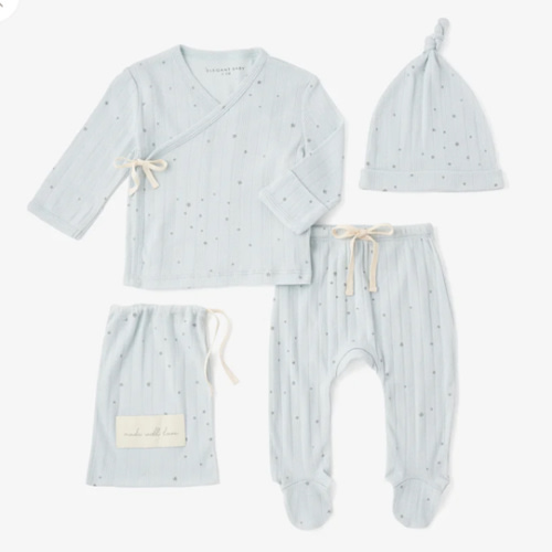 Blue Celestial Organic Cotton Ribbed Layette Set