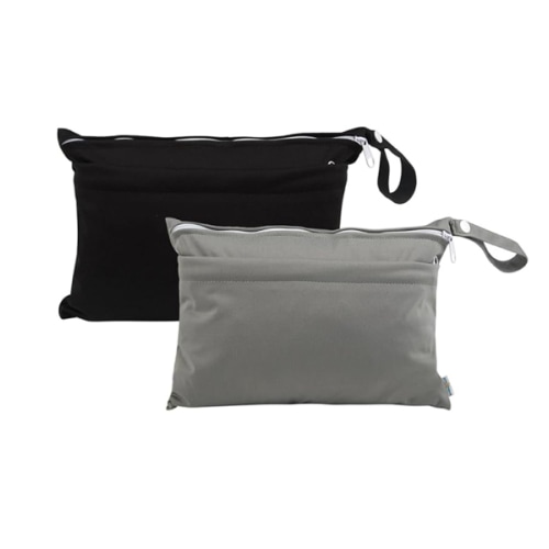 babygoal Wet Dry Bags for Baby Cloth Diapers, Washable Travel Bags, Beach, Pool, Gym Bag for Swimsuits & Wet Clothes with Two Zippered Pockets 2 Pack Small Size 2LNS01