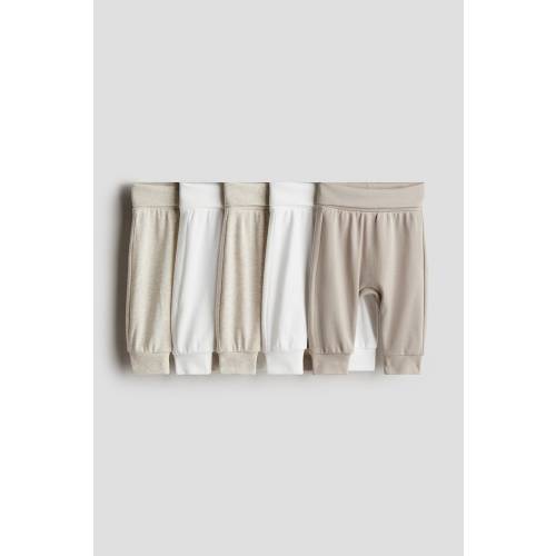 5-pack Foldover-Waist Pants - Beige/white