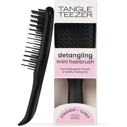 Tangle Teezer Ultimate Detangler Hairbrush, Eliminates Knots & Reduces Breakage, Mini Hair Brush for Travel, Small Hands & All Hair Types, Black
