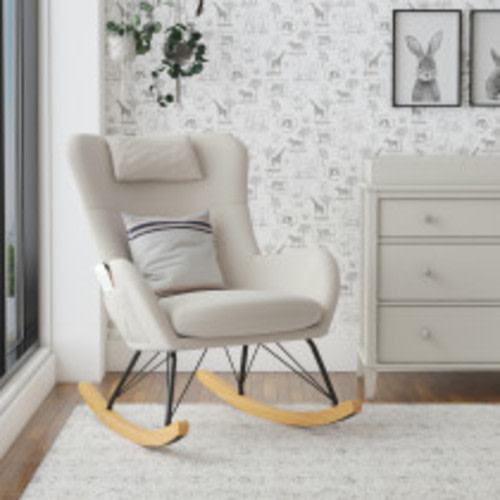 Baby Relax Robbie Rocker with Storage Pockets - Beige Linen