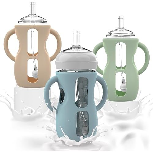 Straw Cup Conversion kit for Philips Avent Baby Bottles 8oz, Avent Straw Cup Conversion Kit, Toddler Learning Cup Conversion Set, Pack of 3