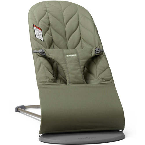 BabyBjörn Bouncer Bliss, Dark Gray Frame Petal Quilt Woven Dark Green