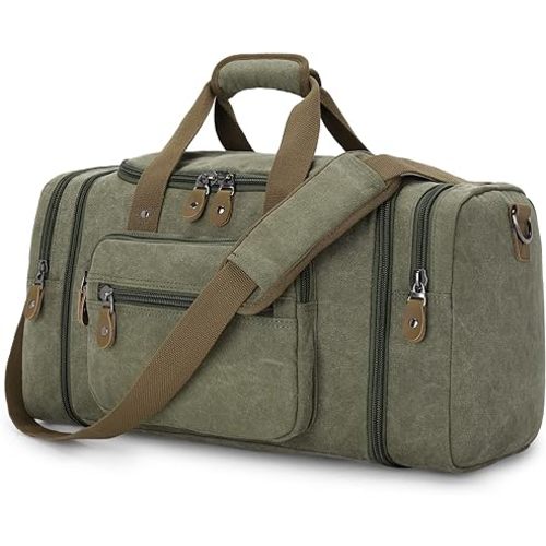 Gonex Canvas Duffle Bag for Travel 50L Duffel Overnight Weekender Bag (Army Green)