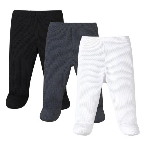 SOBOWO Newborn Baby Boy Girl 3 Pack Solid Ribbed Pull On Footie Pants Bottoms Trouser Crawling Pants 0-9 Months