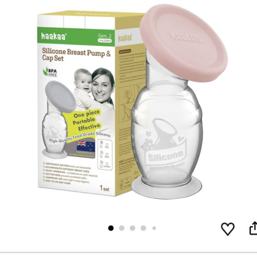 haakaa Silicone Breast Pump & Silicone Cap (Blush) 5oz/150ml, Gen.2