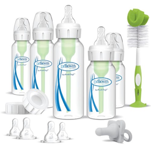 Amazon.com : Dr. Brown's Anti-Colic Options+ Newborn Essentials Gift Set with 4oz and 8oz Baby Bottles, Baby Bottle Brush and HappyPaci : Baby