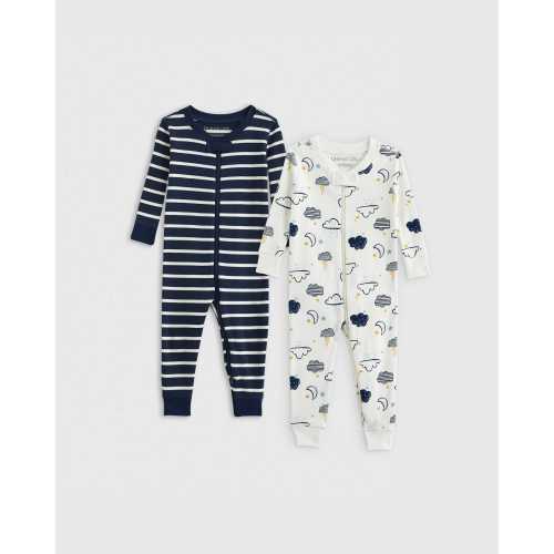 100% Organic Cotton One Piece Pajamas 2-Pack - Baby Boy