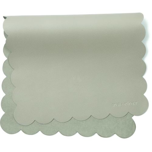 Vegan Leather Baby Changing Mat (16 X 30 in) - Multipurpose Wipeable and Portable Diaper Changing Mat - Foldable for Travel (Sage Scallop)
