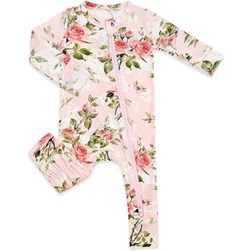 HAPIU Unisex Rayon Made from Bamboo Baby Rompers with Cuffs, 2 Way Zipper YKK, Footless Pajamas Jumpsuit
