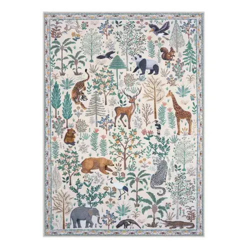 Roam Washable Jungle Animals Beige Rug - Lahome