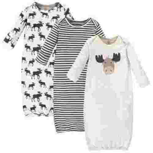 Touched by Nature Baby Boy Organic Cotton Long-Sleeve Gowns 3pk, Tan Moose, 0-6 Months