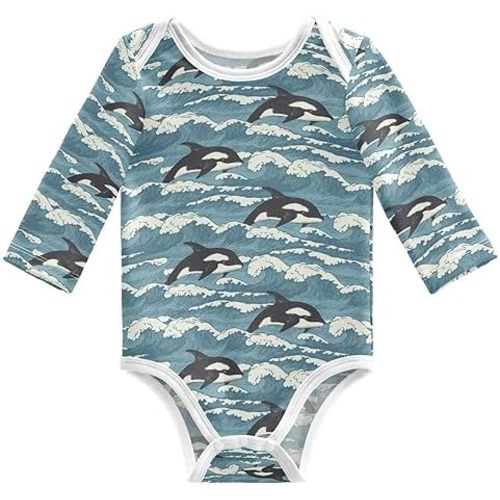 Unisex Baby Boys Girls Cotton Long-sleeve Bodysuits 0-24 Months