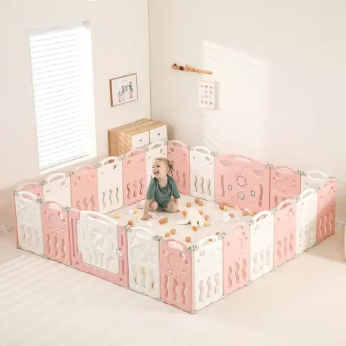 Baby Playpen, Foldable Playpen for Babies and Toddlers, 22 Panels Extra Large Baby Play Pen, Baby Play Yard, Portable Baby Fence Play Area, Adjustable Baby Gate Playpen