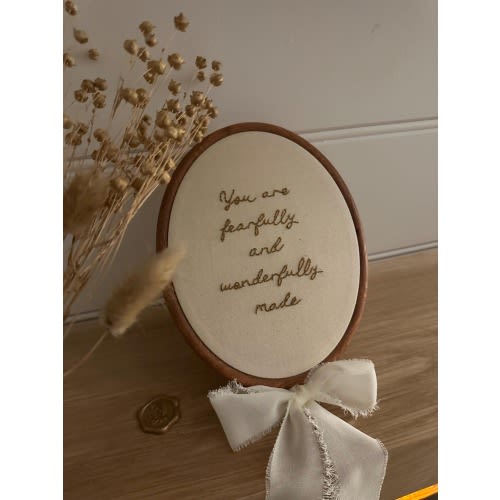 Handmade Embroidered Bible Scripture Frame: Vintage and Baby Nursery Decor