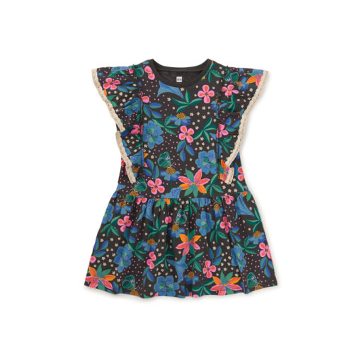 Crochet Trim Ruffle Dress | Brazilian Floral Size 2