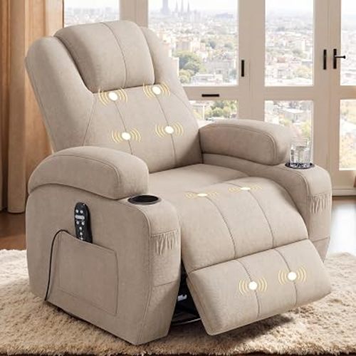 Flamaker Swivel Rocker Recliner Chair with Vibration Massage