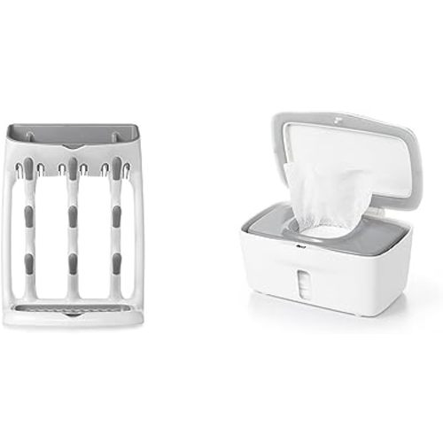 OXO Tot Space Saving Drying Rack + Wipes Dispenser - Saves Counter Space, Dispenses One Wipe at a Time