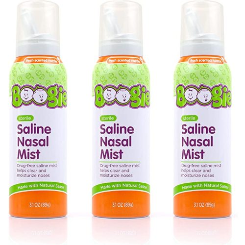 Boogie Saline Nasal Spray Mist for Baby and Kids, Allergy Relief, Nasal Decongestant, Made with Saline, Fresh, 3.1 Ounce (Pack of 3)