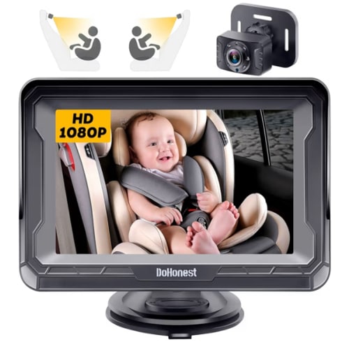 DoHonest Baby Car Camera HD 1080P - Rear-Facing Car Baby Monitor with Night Vision, Adjustable View Angle, Easy Setup, Anti-Glare Display, Safety for Kids & Infants