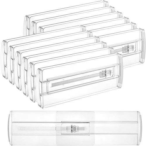 Vtopmart 12 Pack Drawer Dividers for Clothes, Adjustable 4" High Expandable from 10.6"-17" Dresser Drawer Organizer, Clear Plastic Separators for Dresser, Baby Clothing, Cosmetic and Office Storage