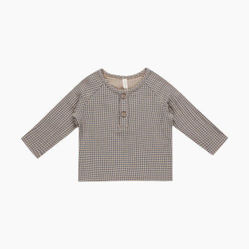 Quincy Mae Zion Shirt - Indigo Gingham, 3-6 M