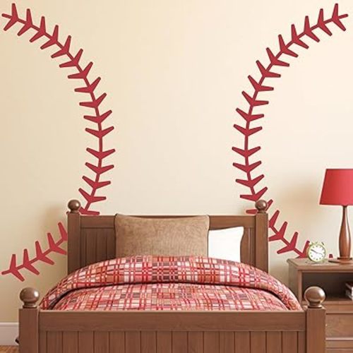 Extra Large Baseball Wall Decal Vinyl Baseball Stitches Wall Stickers Giant Baseball Lace Graphic Wall Decals Sport Art Mural Wall Stickers Baseball Theme Room Decor for Boys Room Bedroom