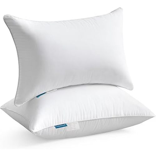 Oubonun 12 x 20 Lumbar Pillow (Set of 2) - 100% Cotton Cover - Rectangle Square Sofa Pillow Inserts - Decorative Pillow Pair - White Couch Pillow