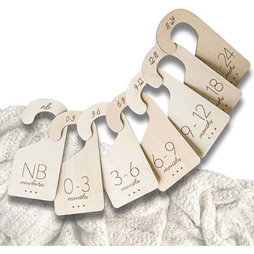 Baby Closet Size Dividers Baby Closet Organizer – White Loft Thick Birch Baby Closet Dividers from Newborn to 24 Months – Timeless Etched Design for Any Nursery Decor (Set of 7)