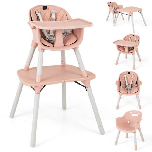 Infans 4 in 1 Baby High Chair Convertible Toddler Table Chair Set w/ PU Cushion