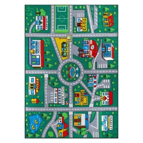 World Rug Gallery Kids Playmat Road Traffic Educational Non Slip Area Rug