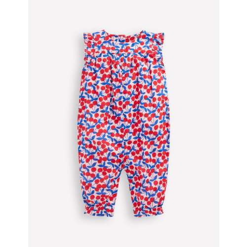 Girls Ruffle Sleeve Romper-Chalk Pink Cherries