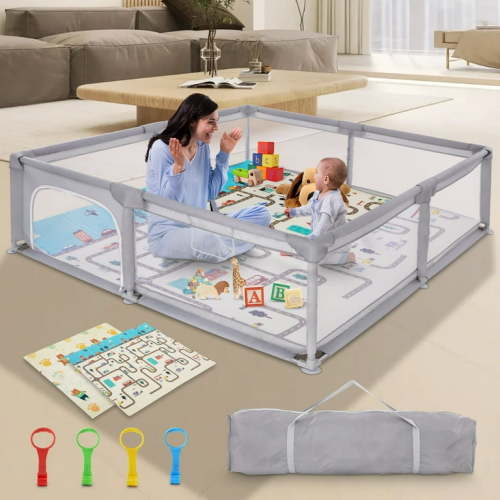 XDMTWLKJ 47"x47" Large Baby Playpen with Mat for Kid Boys Girls Toddler Infant Play Yard Fence