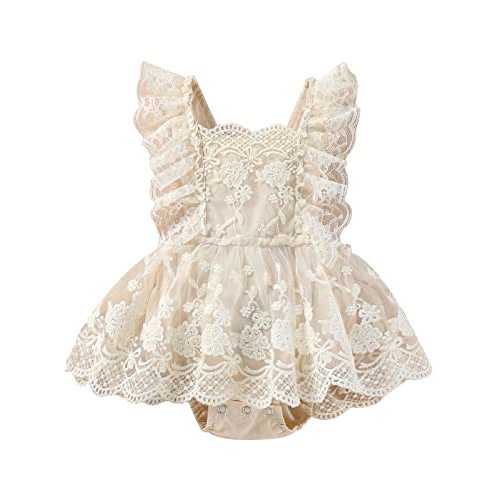 Newborn Baby Girl Lace Rompers Birthday Princess Dress Mesh Jumpsuits Tulle One-Piece Headband Summer Onesie