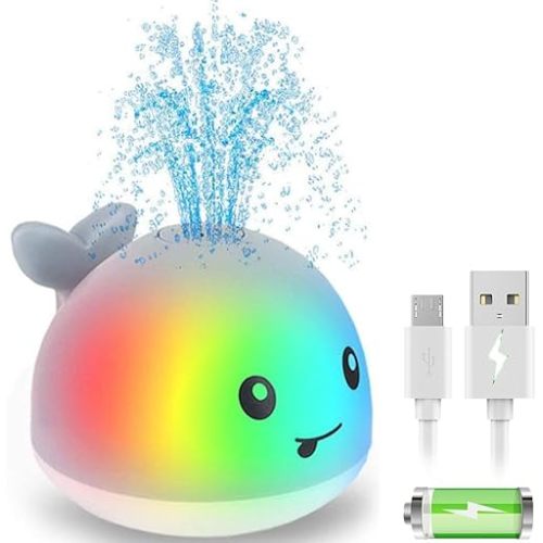 ZHENDUO Rechargeable Light Up Bath Toys, Spray Water Bathtub Toys for Toddlers & Kids, Pool & Bathroom Toy - Baby Toys