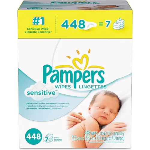 Pampers Baby Wipes Sensitive Perfume Free 7X Refill Packs (Tub Not Included) 448 Count