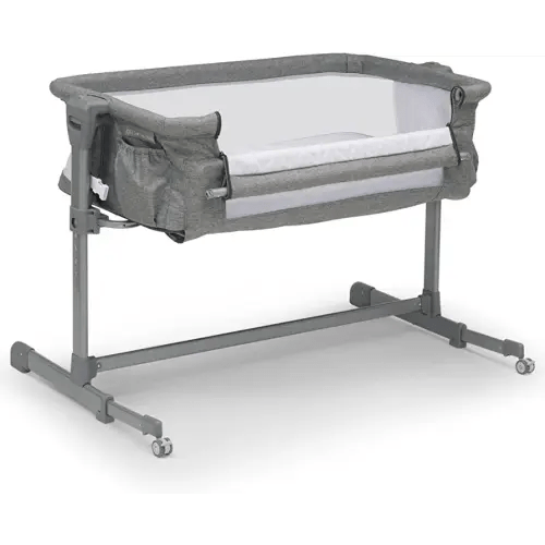 Delta Children Close2Me Bedside Baby Bassinet Sleeper with Breathable Mesh and Adjustable Heights - Lightweight Portable Crib, Grey
