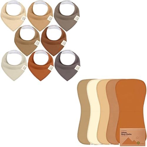 KeaBabies Baby Bandana Drool Bibs and 5-Pack Burp Cloths for Baby Boys and Girls - 8-Pack Stylish Unisex Bandana Bibs - Ultra Absorbent Burping Cloth
