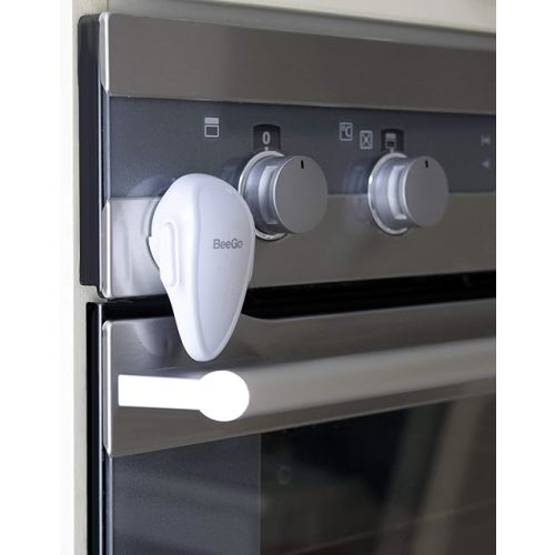 BeeGo® Oven Lock - No-Drill, Heat-Resistant, Self-Adhesive Durable & Easy to Install Oven Safety Locks for Toddlers, Baby proofing Doors, White