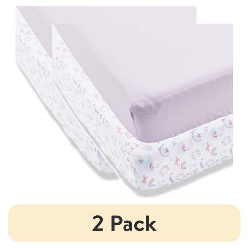 (2 pack) Parent's Choice Fitted Crib Sheets, Purple Rainbow, 2 Pack