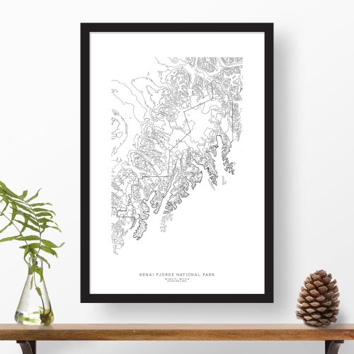 Kenai Fjords National Park, Alaska | Topographic Print, Contour Map, Map Art | Home or Office Decor, Gift for Alaska Wilderness Lover
